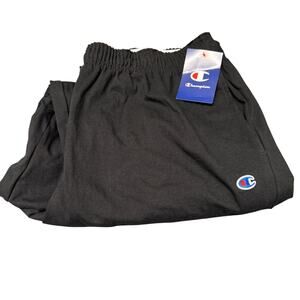 Champion Jersey Pants Mens 2XB Black Elastic Waist Drawstring + Pockets NEW